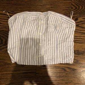 Hollister white and blue stripped bandeau top